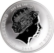 New Zealand 1 Dollar Kiwi 2019 NEW ZEALAND .999 AG 1 OZ ELIZABETH II 2019 coin obverse
