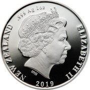 New Zealand 1 Dollar North Island Takahe 2019 NEW ZEALAND .999 AG 1 OZ ELIZABETH II 2019 coin obverse New Zealand 1 Dollar North Island Takahe 2019 NEW ZEALAND .999 AG 1 OZ ELIZABETH II 2019 coin obverse