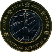 Latvia 1 E Trial Essai 2003 PRUEBA TRIAL ESSAI PROBE LATVIJAS REPUBLIKA 2003 coin obverse Latvia 1 E Trial Essai 2003 PRUEBA TRIAL ESSAI PROBE LATVIJAS REPUBLIKA 2003 coin obverse