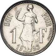 Luxembourg 1 F Charlotte 1923 (fr) Essai - Rare KM# Pn25 BON POUR 1 F 19 23 JEAN MICH coin reverse Luxembourg 1 F Charlotte 1923 (fr) Essai - Rare KM# Pn25 BON POUR 1 F 19 23 JEAN MICH coin reverse