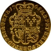 UK 1 Guinea George III (Pattern) 1765 Proof KM# Pn47 M∙B∙F∙ET∙H∙REX∙F∙D∙B∙ET∙L∙D∙S∙R∙I∙A∙T∙ET∙E∙17 65∙ coin reverse