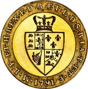 UK 1 Guinea - George III (Pattern) 1791 Proof KM# PnE63 M∙B∙F∙ET∙H∙REX∙F∙D∙B∙ET∙L∙D∙S∙R∙I∙A∙T∙ET∙E ∙1791∙ coin reverse UK 1 Guinea - George III (Pattern) 1791 Proof KM# PnE63 M∙B∙F∙ET∙H∙REX∙F∙D∙B∙ET∙L∙D∙S∙R∙I∙A∙T∙ET∙E ∙1791∙ coin reverse