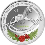New Zealand $1 Royal Baby 2018 THIRD BORN TO THE DUKE AND DUCHESS OF CAMBRIDGE $1 23 APRIL 2018 coin reverse