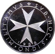 Malta 1 SC. Angelo 1988 Proof X# 132 SVB • HOC • SIGNO • MILITAMVS 1988 coin obverse