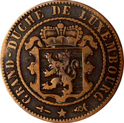 Luxembourg 10 Centimes 1854 (u) KM# 23.1 Standard Coinage Resumed 10 CENTIMES 1854 A BARTH coin obverse Luxembourg 10 Centimes 1854 (u) KM# 23.1 Standard Coinage Resumed 10 CENTIMES 1854 A BARTH coin obverse