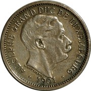 Luxembourg 10 Centimes Adolphe 1901 Pattern strike - Rare KM# Pn16 ADOLPHE GRAND DUC DE LUXEMBOURG • 1901 • A. MICHAUX coin obverse Luxembourg 10 Centimes Adolphe 1901 Pattern strike - Rare KM# Pn16 ADOLPHE GRAND DUC DE LUXEMBOURG • 1901 • A. MICHAUX coin obverse