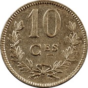 Luxembourg 10 Centimes Charlotte 1924 KM# 34 10 CES coin reverse Luxembourg 10 Centimes Charlotte 1924 KM# 34 10 CES coin reverse