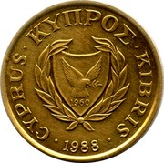 Cyprus 10 Cents Type 1 coat of arms bordered value number 1988 KM# 56.2 CYPRUS ∙ ΚΥΠPΟΣ ∙ KIBRIS ∙ 1988 1960 coin obverse Cyprus 10 Cents Type 1 coat of arms bordered value number 1988 KM# 56.2 CYPRUS ∙ ΚΥΠPΟΣ ∙ KIBRIS ∙ 1988 1960 coin obverse