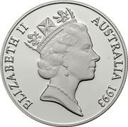 Australia 10 Dollars Cockatoo. Piedfort 1993 Proof; Piedfort KM# 221a ELIZABETH II AUSTRALIA 1993 RDM coin obverse