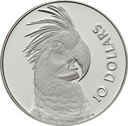 Australia 10 Dollars Cockatoo. Piedfort 1993 Proof; Piedfort KM# 221a 10 DOLLARS coin reverse