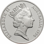 Australia 10 Dollars Southern Right Whale (Piedfort) 1996 KM# P8 ELIZABETH II AUSTRALIA 1996 RDM coin obverse Australia 10 Dollars Southern Right Whale (Piedfort) 1996 KM# P8 ELIZABETH II AUSTRALIA 1996 RDM coin obverse