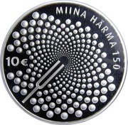 Estonia 10 Euro 150th Anniversary of the Birth of Miina Harma 2014 Proof KM# 75 MIINA HÄRMA 150 10€ coin reverse Estonia 10 Euro 150th Anniversary of the Birth of Miina Harma 2014 Proof KM# 75 MIINA HÄRMA 150 10€ coin reverse