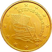 Cyprus 10 Euro Cent Kyrenia Ship 2008 KM# 81 ΚΥΠΡΟΣ 2009 KIBRIS coin obverse Cyprus 10 Euro Cent Kyrenia Ship 2008 KM# 81 ΚΥΠΡΟΣ 2009 KIBRIS coin obverse