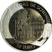 Luxembourg 10 Euro Treaty of Schengen 2010 Prooflike KM# 114 ACCORD DE SCHENGEN 1985-2010 10 EURO coin reverse Luxembourg 10 Euro Treaty of Schengen 2010 Prooflike KM# 114 ACCORD DE SCHENGEN 1985-2010 10 EURO coin reverse