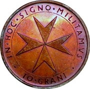 Malta 10 Grani Angelo 1980 1980 Proof X# 80 IN∙HOC∙SIGNO∙MILITAMVS ∙ 10∙GRANI ∙ coin reverse Malta 10 Grani Angelo 1980 1980 Proof X# 80 IN∙HOC∙SIGNO∙MILITAMVS ∙ 10∙GRANI ∙ coin reverse