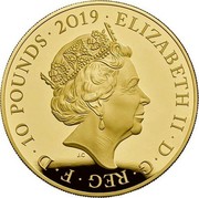 UK 10 Pounds Queen Victoria 200th Anniversary 2019 Proof ELIZABETH II•D•G•REG•F•D•10 POUNDS•2019• coin obverse UK 10 Pounds Queen Victoria 200th Anniversary 2019 Proof ELIZABETH II•D•G•REG•F•D•10 POUNDS•2019• coin obverse