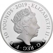 UK 10 Pounds Victoria and Albertus 2019 Proof ELIZABETH II • D • G • REG • F • D • 10 POUNDS • 2019 J.C coin obverse UK 10 Pounds Victoria and Albertus 2019 Proof ELIZABETH II • D • G • REG • F • D • 10 POUNDS • 2019 J.C coin obverse