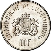 Luxembourg 100 F Grand-Duche de Luxembourg 1963 Pattern strike - Rare GRAND-DUCHE DE LUXEMBOURG 100 F JNL coin reverse Luxembourg 100 F Grand-Duche de Luxembourg 1963 Pattern strike - Rare GRAND-DUCHE DE LUXEMBOURG 100 F JNL coin reverse