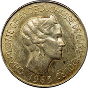 Luxembourg 100 Francs Charlotte 1963 KM# 52 1963 CHARLOTTE GRANDE-DUCHESSE DE LUXEMBOURG coin obverse Luxembourg 100 Francs Charlotte 1963 KM# 52 1963 CHARLOTTE GRANDE-DUCHESSE DE LUXEMBOURG coin obverse