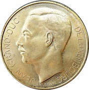 Luxembourg 100 Francs Jean 1964 KM# 54 JEAN GRAND-DUC DE LUXEMBOURG J.N.LEFEVRE coin obverse Luxembourg 100 Francs Jean 1964 KM# 54 JEAN GRAND-DUC DE LUXEMBOURG J.N.LEFEVRE coin obverse