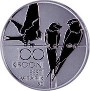 Estonia 100 Krooni 90th anniversary of the Estonia 2008 Proof KM# 47 100 KROONI EESTI VABARIIK 90 coin reverse Estonia 100 Krooni 90th anniversary of the Estonia 2008 Proof KM# 47 100 KROONI EESTI VABARIIK 90 coin reverse
