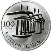 Estonia 100 Krooni Estonian National Theatre 2006 Proof KM# 43 100 KROONI ESTONIA TEATER ASUTATUD 1906 coin reverse Estonia 100 Krooni Estonian National Theatre 2006 Proof KM# 43 100 KROONI ESTONIA TEATER ASUTATUD 1906 coin reverse