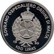Malta 100 Liras Multicolor fish scene 1999 Proof X# 301 SOVRANO OSPEDALIERO ORDINE DI MALTA KNIGHTS OF MALTA 1999 O.S.I. 100 LIRAS coin obverse Malta 100 Liras Multicolor fish scene 1999 Proof X# 301 SOVRANO OSPEDALIERO ORDINE DI MALTA KNIGHTS OF MALTA 1999 O.S.I. 100 LIRAS coin obverse