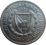 Cyprus 100 Mils Moufflon 1973 KM# 42 ΚΥΠΡΙΑΚΗ ΔΗΜΟΚΡΑΤΙΑ ∙ KIBRIS CUMHURIYETI ∙ 1980 1960 coin obverse