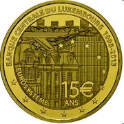 Luxembourg 15 Euro Central Bank of Luxembourg 2013 Proof KM# 130 BANQUE CENTRALE DU LUXEMBOURG EUROSYSTÈME 1998-2013 € 15 ANS coin reverse Luxembourg 15 Euro Central Bank of Luxembourg 2013 Proof KM# 130 BANQUE CENTRALE DU LUXEMBOURG EUROSYSTÈME 1998-2013 € 15 ANS coin reverse