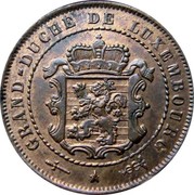Luxembourg 2-1/2 Centimes 1854 (u) KM# 21 Standard Coinage Resumed 2 1/2 CENTIMES 1908 BAPTH coin obverse Luxembourg 2-1/2 Centimes 1854 (u) KM# 21 Standard Coinage Resumed 2 1/2 CENTIMES 1908 BAPTH coin obverse