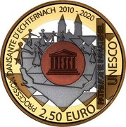 Luxembourg 2.50 Euro Procession Dansante D'Echternach 2019 PROCESSION DANSANTE D'ECHTERNACH 2010-2020 PATRIMONIE INMATERIAL / UNESCO 2,50 EURO coin reverse Luxembourg 2.50 Euro Procession Dansante D'Echternach 2019 PROCESSION DANSANTE D'ECHTERNACH 2010-2020 PATRIMONIE INMATERIAL / UNESCO 2,50 EURO coin reverse