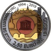 Luxembourg 2.50 Euro Ville de Luxembourg 2019 VILLE DE LUXENBOURG 1994-2019 PATRIMONIE MONDIAL / UNESCO 2,50 EURO coin reverse Luxembourg 2.50 Euro Ville de Luxembourg 2019 VILLE DE LUXENBOURG 1994-2019 PATRIMONIE MONDIAL / UNESCO 2,50 EURO coin reverse