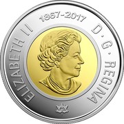 Canada 2 Dollars Our Home and Native Land 2017 Proof ELIZABETH II 1867-2017 D G REGINA coin obverse Canada 2 Dollars Our Home and Native Land 2017 Proof ELIZABETH II 1867-2017 D G REGINA coin obverse