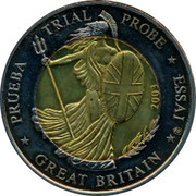 UK 2 E Trial Probe 2003 PRUEBA TRIAL PROBE ESSAI GREAT BRITAIN 2003 coin obverse UK 2 E Trial Probe 2003 PRUEBA TRIAL PROBE ESSAI GREAT BRITAIN 2003 coin obverse
