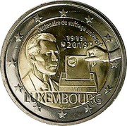 Luxembourg 2 Euro Centenaire du suffrage universel 2019 lion + bridge, Proof in annual set CENTENARIE DU SUFFRAGE UNIVERSEL 1919 - 2019 LUXEMBOURG coin reverse Luxembourg 2 Euro Centenaire du suffrage universel 2019 lion + bridge, Proof in annual set CENTENARIE DU SUFFRAGE UNIVERSEL 1919 - 2019 LUXEMBOURG coin reverse