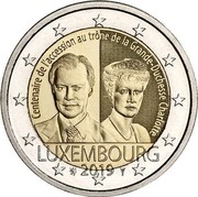 Luxembourg 2 Euro (Grand Duchess Charlotte) CENTENAIRE DE L’ACCESSION AU TRÔNE DE LA GRAND-DUCHESSE CHARLOTTE LUXEMBOURG 2019 coin obverse Luxembourg 2 Euro (Grand Duchess Charlotte) CENTENAIRE DE L’ACCESSION AU TRÔNE DE LA GRAND-DUCHESSE CHARLOTTE LUXEMBOURG 2019 coin obverse