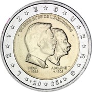 Luxembourg 2 Euro Henri and Adolphe 2005 Proof KM# 87 L ★ Ë ★ T ★ Z ★ E ★ B ★ U ★ E ★ R ★ G ★ S ★ 20 ★ 05 ★ - GRANDS-DUCS DE LUXEMBOURG - HENRI *1955 ADOLPHE †1905 coin obverse Luxembourg 2 Euro Henri and Adolphe 2005 Proof KM# 87 L ★ Ë ★ T ★ Z ★ E ★ B ★ U ★ E ★ R ★ G ★ S ★ 20 ★ 05 ★ - GRANDS-DUCS DE LUXEMBOURG - HENRI *1955 ADOLPHE †1905 coin obverse