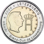 Luxembourg 2 Euro Henri - Grand Duke 2004 (u) Proof KM# 85 2004 LËTZEBUERG - CG H HENRI - GRAND - DUC DE LUXEMBOURG coin obverse Luxembourg 2 Euro Henri - Grand Duke 2004 (u) Proof KM# 85 2004 LËTZEBUERG - CG H HENRI - GRAND - DUC DE LUXEMBOURG coin obverse