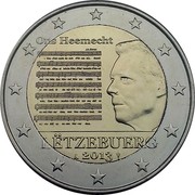 Luxembourg 2 Euro National Anthem 2013 Special Unc KM# 125 ONS HEEMECHT LËTZEBUERG 2013 coin obverse Luxembourg 2 Euro National Anthem 2013 Special Unc KM# 125 ONS HEEMECHT LËTZEBUERG 2013 coin obverse