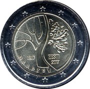 Estonia 2 Euro (Road to Independence) 1917 EESTI 2017 MAAPÄEV coin reverse Estonia 2 Euro (Road to Independence) 1917 EESTI 2017 MAAPÄEV coin reverse