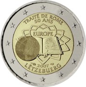 Luxembourg 2 Euro Treaty of Rome 2007 (a) Proof KM# 94 TRAITÉ DE ROME 50 ANS EUROPE 2007 LËTZEBUERG coin obverse