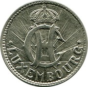 Luxembourg 2 F Charlotte 1923 KM# Pn29 • LUXEMBOURG • coin obverse Luxembourg 2 F Charlotte 1923 KM# Pn29 • LUXEMBOURG • coin obverse
