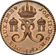 Luxembourg 2 Liards Joseph II 1789 (b) KM# 14 JOS•II•D•G•R•IMP•DUX•LUXEMB coin obverse Luxembourg 2 Liards Joseph II 1789 (b) KM# 14 JOS•II•D•G•R•IMP•DUX•LUXEMB coin obverse