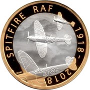 UK 2 Pounds RAF Spitfire 2018 Proof SPITFIRE RAF 1918 - 2018 coin reverse UK 2 Pounds RAF Spitfire 2018 Proof SPITFIRE RAF 1918 - 2018 coin reverse