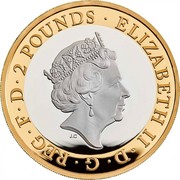 UK 2 Pounds Wedgwood 2019 Proof ELIZABETH II∙D∙G∙REG∙F∙D∙2 POUNDS∙ J.C coin obverse UK 2 Pounds Wedgwood 2019 Proof ELIZABETH II∙D∙G∙REG∙F∙D∙2 POUNDS∙ J.C coin obverse