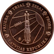 Latvia 2 ¢ Trial Essai 2003 PRUEBA TRIAL ESSAI PROBE LATVIJAS REPUBLIKA 2003 coin obverse Latvia 2 ¢ Trial Essai 2003 PRUEBA TRIAL ESSAI PROBE LATVIJAS REPUBLIKA 2003 coin obverse