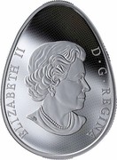 Canada 20 Dollars Hatching Hadrosaur. Glow-in-the-dark 2019 ELIZABETH II D • G • REGINA coin obverse Canada 20 Dollars Hatching Hadrosaur. Glow-in-the-dark 2019 ELIZABETH II D • G • REGINA coin obverse