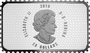 Canada 20 Dollars Historical Stamps: COA 2019 ELIZABETH II 2019 D ∙ G ∙ REGINA 20 DOLLARS coin obverse
