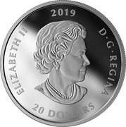 Canada 20 Dollars Viola Desmond 2019 ELIZABETH II 2019 D G REGINA 20 DOLLARS coin obverse Canada 20 Dollars Viola Desmond 2019 ELIZABETH II 2019 D G REGINA 20 DOLLARS coin obverse