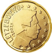 Luxembourg 20 Euro Cent 1st map 2002 (u) Proof KM# 79 LËTZEBUERG 2002 GC coin obverse Luxembourg 20 Euro Cent 1st map 2002 (u) Proof KM# 79 LËTZEBUERG 2002 GC coin obverse
